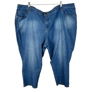 Woman Within Plus Size Medium Wash Cropped Ankle Skinny Jeans 32W 54 Petite